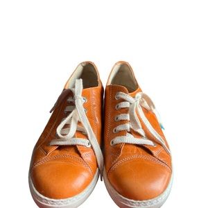 Paul Green : Orange Leather Sneakers Size 7